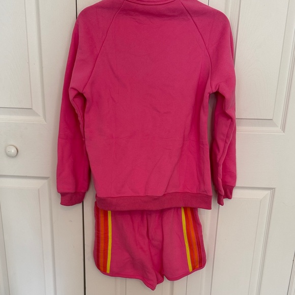 Vibrant Pink Sweatshirt & Shorts Set, NEW, size small - Picture 2 of 5